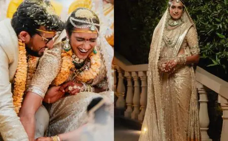 PV Sindhu, Venkata Datta Sai Exude Regal Opulence In Manish Malhotra Wedding Ensembles