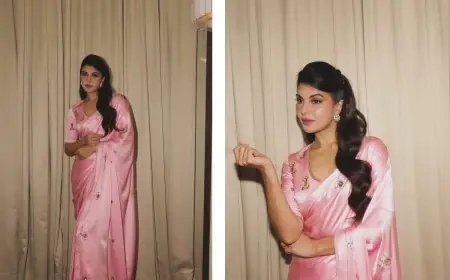 Jacqueline Fernandez Stuns in a Pink Saree, Channeling 90s Glam