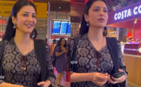 Shruti Haasan Exudes Comfort And Grace In A Simple Black Salwar Kurta For Her Airport Look