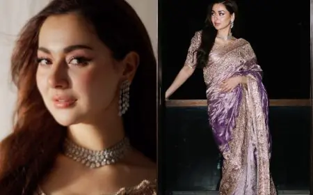 Hania Amir Looks Like A Dream In An Intricately Embroidered Manish Malhotra Lavender Saree