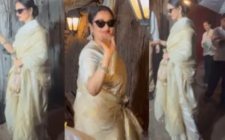 Rekha’s White Silk Saree With Golden Borders Deserve a Spot in Your Wardrobe