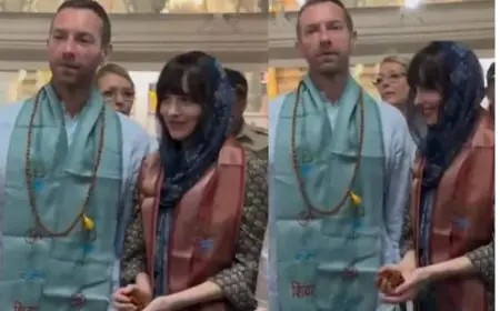 Chris Martin and Dakota Johnson Radiate Ethnic Elegance in Anita Dongre Attires During Serene Mumbai Visit