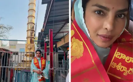 Priyanka Chopra Is the Epitome of Ethereal Elegance in Blue Kurta Set at Temple Visit
