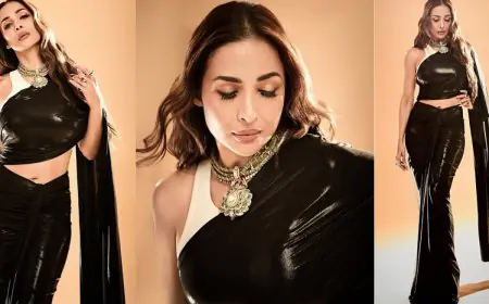 Malaika Arora Redefines Ethnic Glam In Black Latex Saree; See Pics