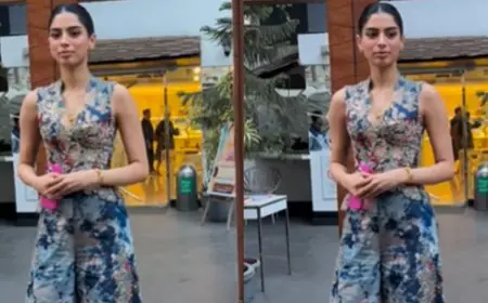 Khushi Kapoor Sets An Elegant Statement In A Blue Waistcoat And Trousers For Loveyapa Promotions