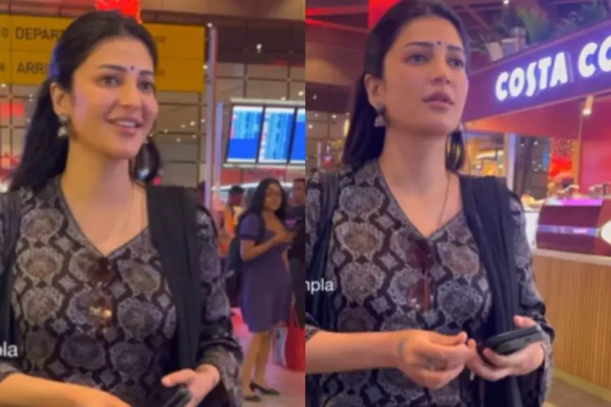 Shruti Haasan Exudes Comfort And Grace In A Simple Black Salwar Kurta For Her Airport Look