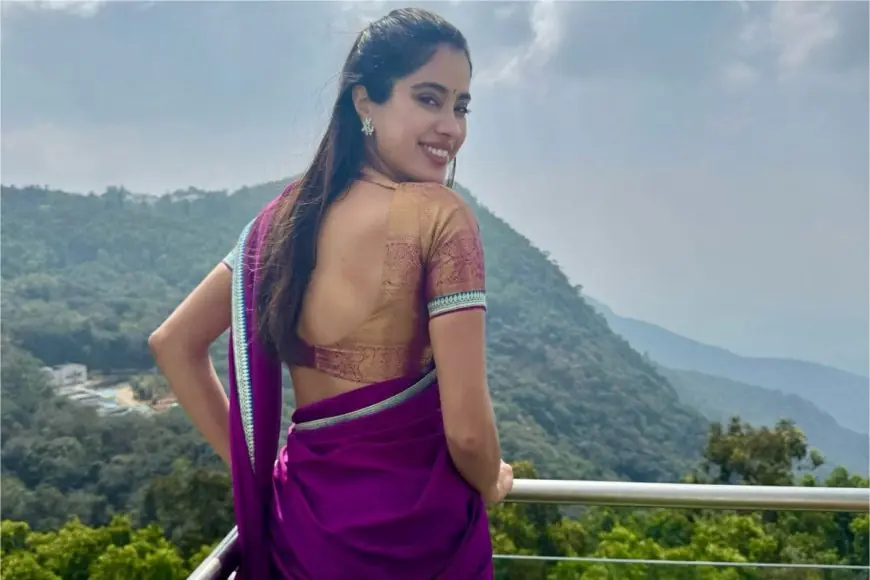 Janhvi Kapoor Ditches Her Usual Glam And Rings In The New Year In A Stunning Purple And Blue Lehenga Saree