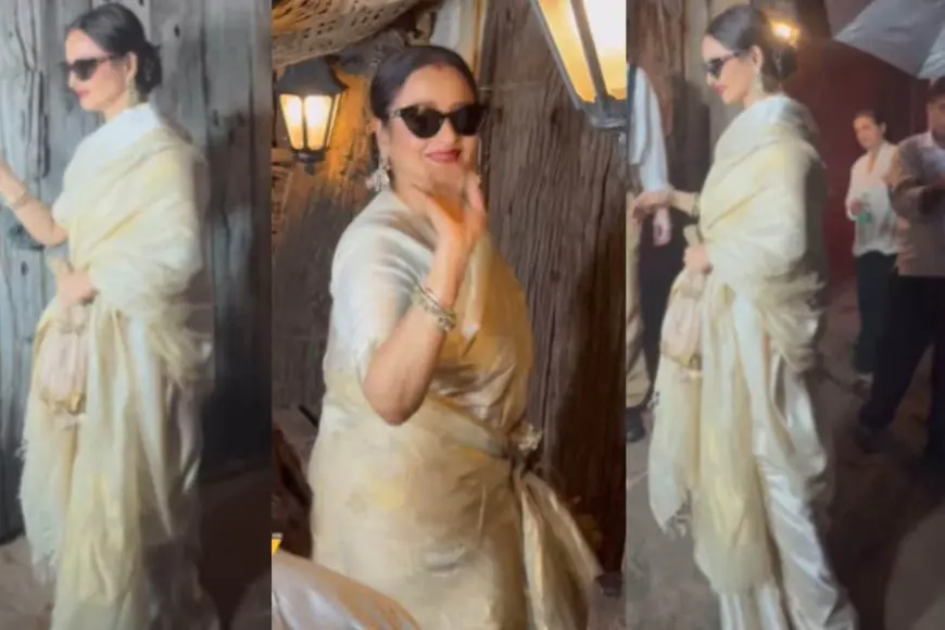 Rekha’s White Silk Saree With Golden Borders Deserve a Spot in Your Wardrobe