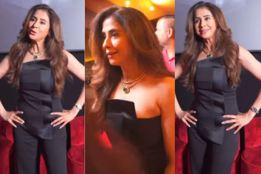 When In Doubt, Dress To Impress In A Black Strapless Top And Pants Just Like Urmila Matondkar