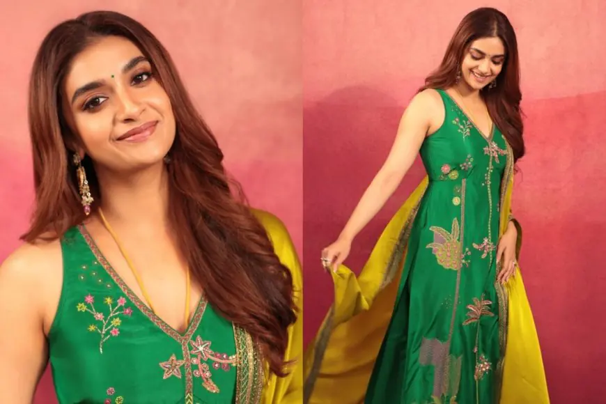 Keerthy Suresh Exudes Ethnic Glam In Green And Yellow Ensemble