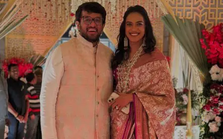 PV Sindhu And Husband Venkata Datta Sai Set Fashion Goals In Pink And White Ethnic Wear