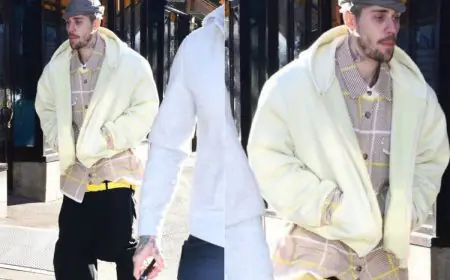 Justin Bieber Pushes The Boundaries Of Fashion In A Super Low-Rise Cargo Pants And Tweed Shacket