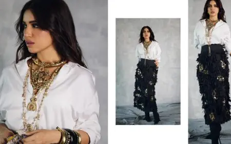 Bhumi Pednekar Serves Drama in Ruffled Fit And Gold Jewelry While Promoting Her Next Film Mere Husband Ki Biwi