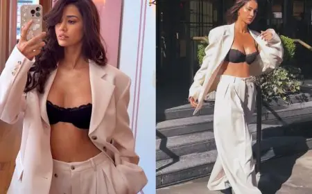 Disha Patani Channels Her Inner Boss Babe In A White Oversized Pantsuit Set