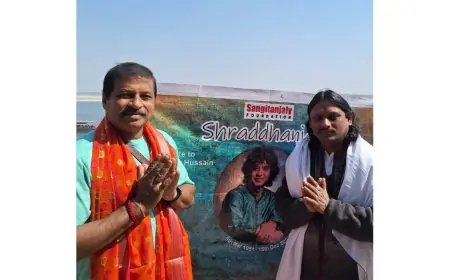 Abhijeeth Bhattacharjee and Sangitanjaly Foundation Pay Tribute to Ustad Zakir Hussain at Assi Ghat, Varanas