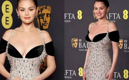 Selena Gomez Dazzles In A Silver Embellished Schiaparelli Gown At The 78th BAFTA Awards