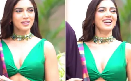 Bhumi Pednekar Dons A Gorgeous Multi Coloured Checkered Saree For Mere Husband Ki Biwi Promotions