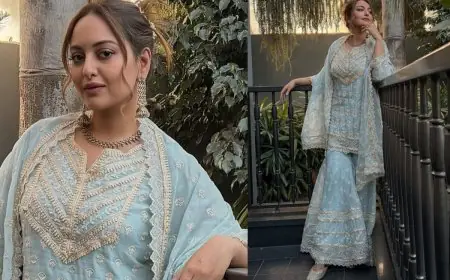 Sonakshi Sinha’s Ethereal Powder Blue Sharara Is The Ultimate Mehendi Outfit Goal