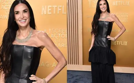 Demi Moore Blends Edgy And Playful Elements In A Leather Bottega Venetta Gown At 2025 SAG Awards