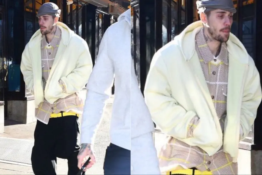 Justin Bieber Pushes The Boundaries Of Fashion In A Super Low-Rise Cargo Pants And Tweed Shacket