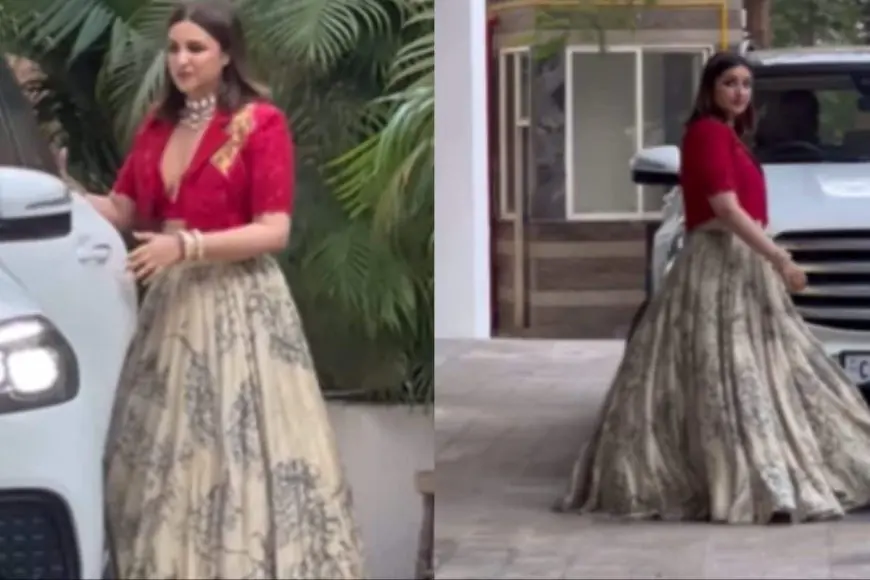 Parineeti Chopra Gives A Contemporary Spin To Her Floral Lehenga With A Short Jacket Style Blouse