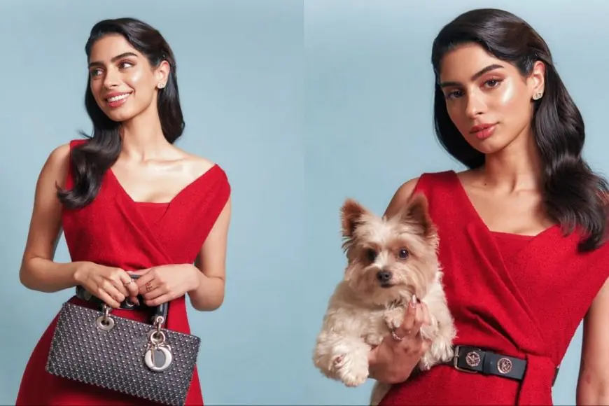Khushi Kapoor Keeps It Stylish With A Classic Red Mid-Length Draped Dress