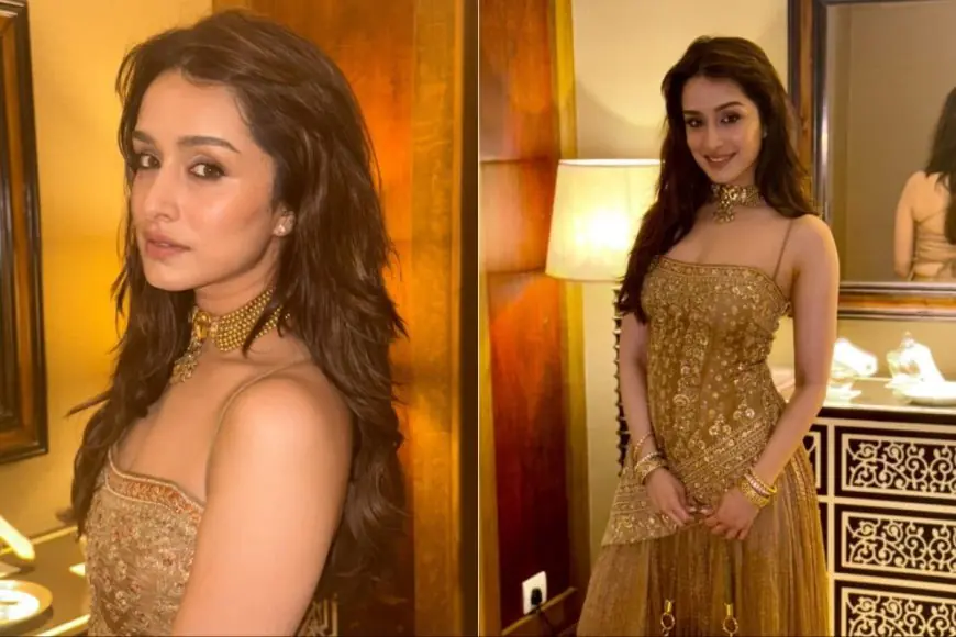 Shraddha Kapoor Shows How To Slay As A Wedding Guest In A Golden Anita Dongre Sharara Set