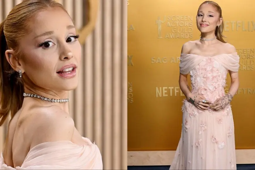 Ariana Grande Channels Her Inner Princess In A Pastel Pink Loewe Gown At 31st SAG Awards