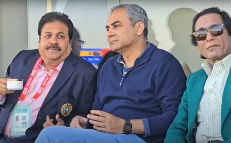 Rajeev Shukla Watches CT 2025 Semis In Lahore With PCB Chairman Naqvi