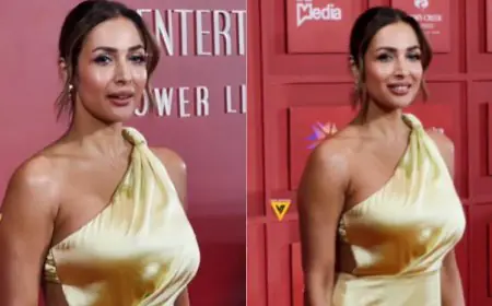 Malaika Arora Makes A Vibrant Statement In A Yellow Gown At An Award Show In Mumbai