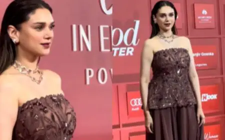 Aditi Rao Hydari Serves Glamour Like No One Else In A Brown Peplum Top And Sharara Pants