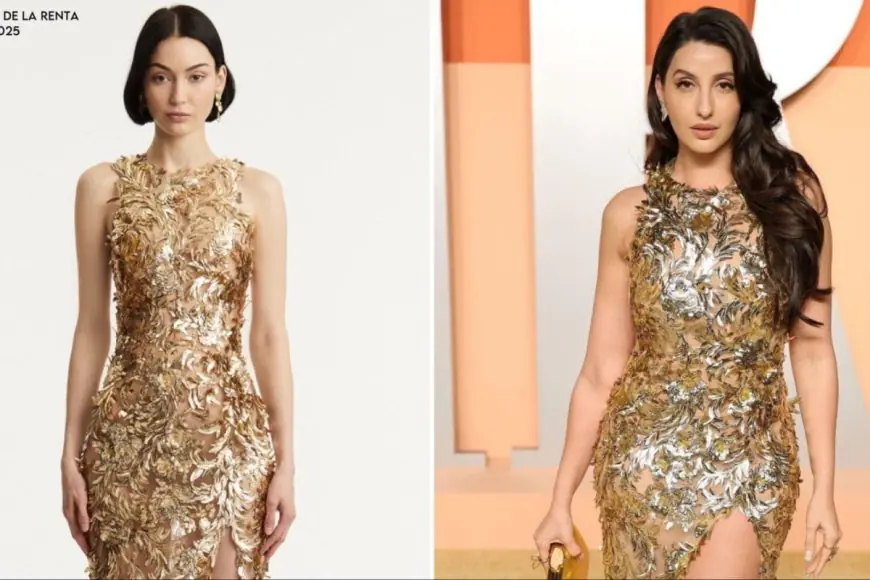 Nora Fatehi’s Gilded Goddess Moment Captured At 2025 Vanity Fair Oscar Party