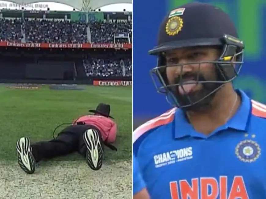 Watch: Umpire Runs For Cover To Avoid Rohit's Shot. Batter's Reaction Is Viral