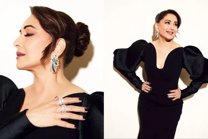 Madhuri Dixit Makes An Elegant Statement In A Classic Black Gown At IIFA 2025