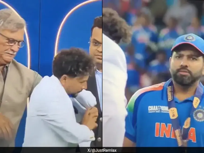 Watch: Rohit's Death Stare To Kuldeep During CT 2025 Ceremony Is Viral