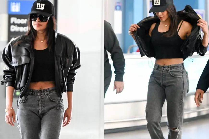 Priyanka Chopra Serves An Effortlessly Stylish Statement In A Leather Bomber Jacket And Distressed Jeans
