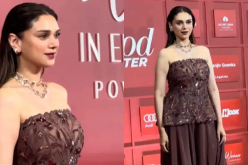 Aditi Rao Hydari Serves Glamour Like No One Else In A Brown Peplum Top And Sharara Pants