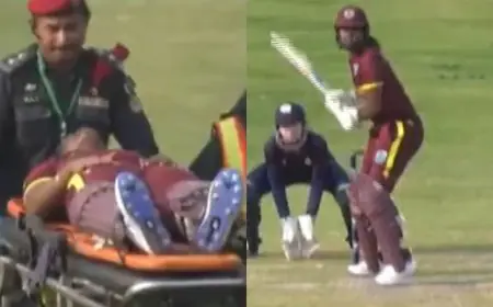 WI Star, Taken Off The Field In Stretcher, Returns To Score Century. Watch