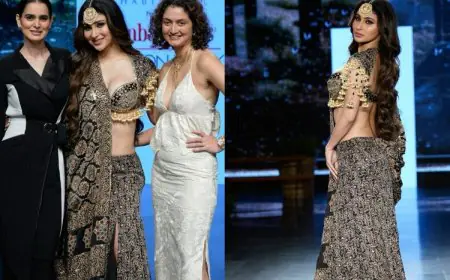 Mouni Roy Brings Traditional Elegance To The Ramp In A Striking Black And Gold Ajrakh Lehenga Set