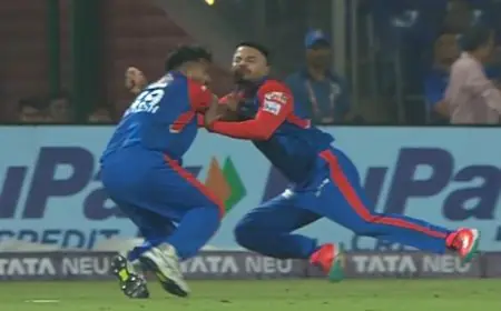 DC Players Involved In Nasty Collision While Trying To Take A Catch - Video