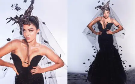 Wamiqa Gabbi Brings Drama And Gothic Allure In A Black Gown And Butterfly-Inspired Headband