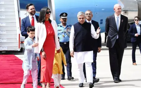 Usha Vance Impresses in Red Dress as Children Shine in Indian Ethnic Wear