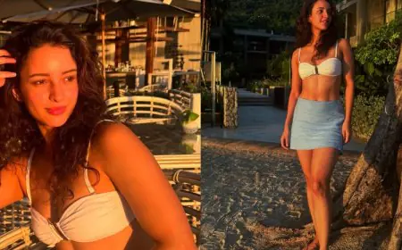 Triptii Dimri Nails Effortless Beach Style In A Minimalist White Bikini Top And Mini Skirt