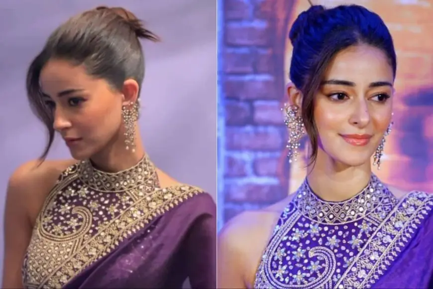 Ananya Panday Attends Kesari 2 Premiere In A Classic Baingani Saree Set