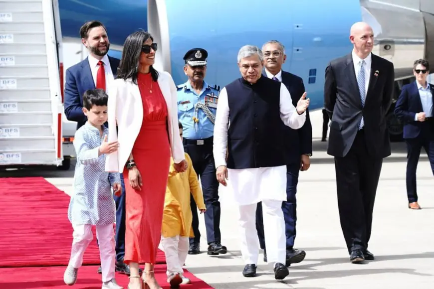 Usha Vance Impresses in Red Dress as Children Shine in Indian Ethnic Wear