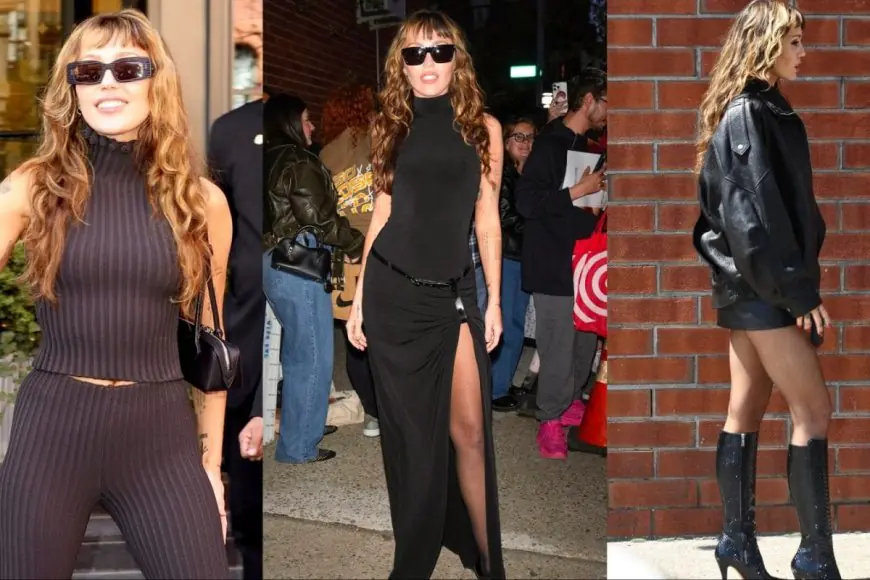 Inside Miley Cyrus' New York Lookbook: Nailing Street Style And Casual Glam In Black Ensembles