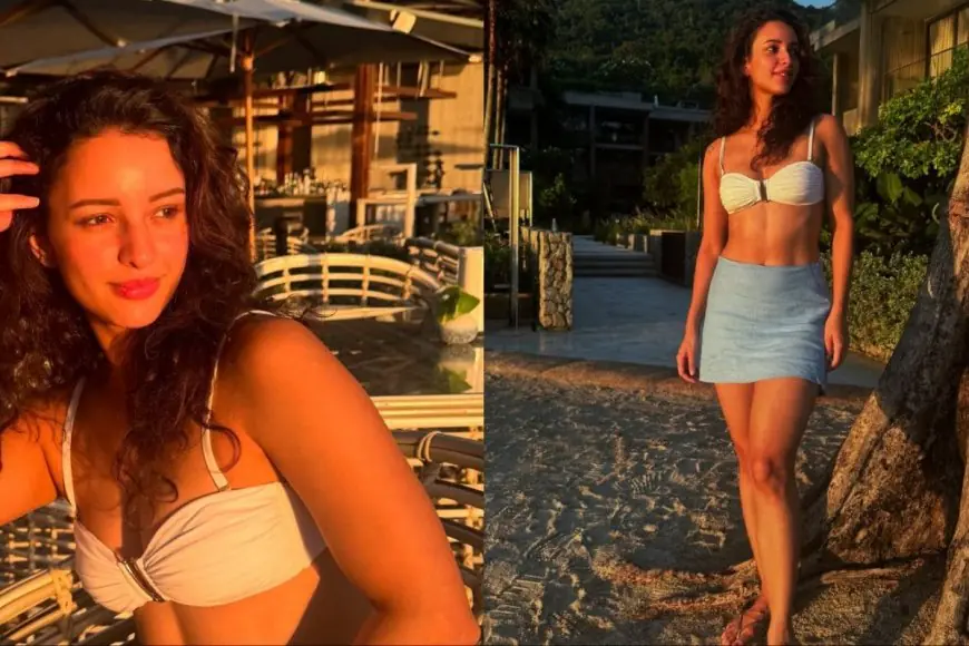 Triptii Dimri Nails Effortless Beach Style In A Minimalist White Bikini Top And Mini Skirt