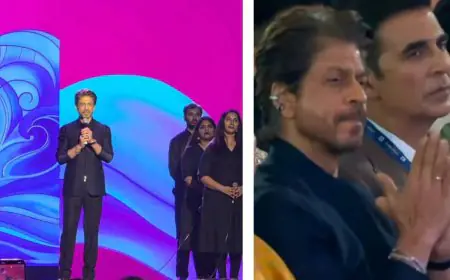 Shah Rukh Khan Turns Heads at WAVES 2025 with Dapper Blue Ensemble and Statement Earrings