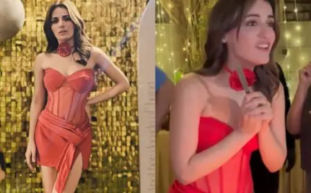 Radhikka Madan Turns Heads In A Fiery Red Mini Dress At Her Poolside Birthday Bash