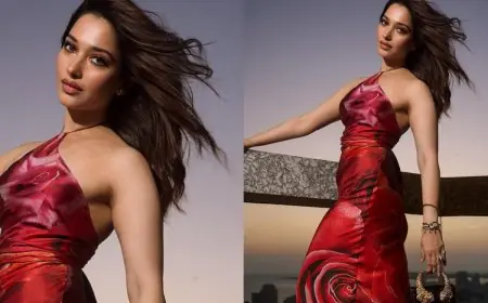 Tamannaah Bhatia Exudes Romatic Allure In A Rose Printed Roberto Cavalli Dress